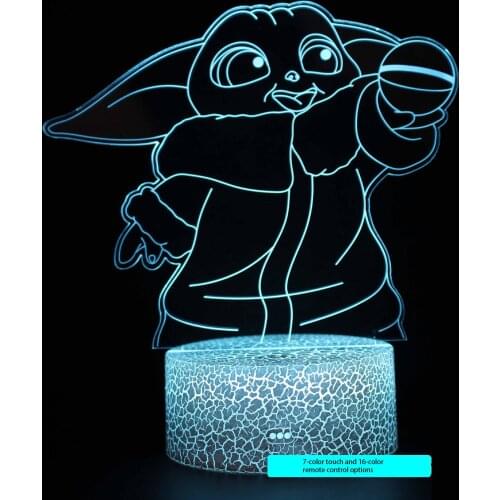 DISNEY 3D visual stereo light touch table lamp LED night light Master Yod Stitch 16color remote control USB battery dual purpo