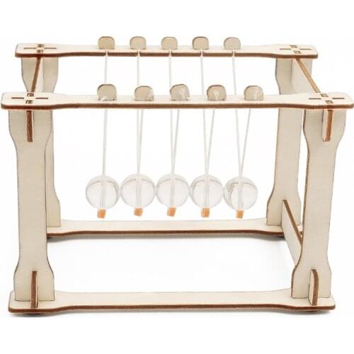 DIY 3D Wooden Newtons Cradle Physics Experiments Science Stem Model Building Kits Schooling Education Toys for Children