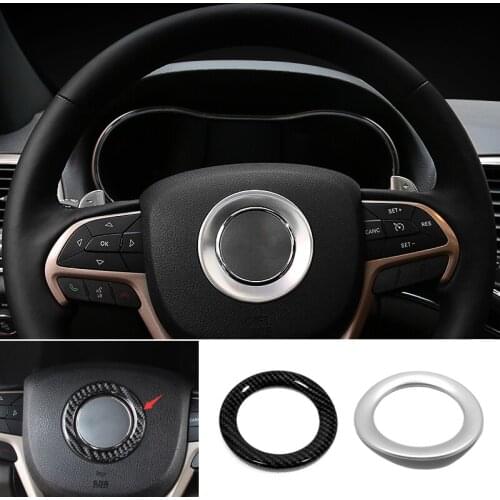 For Jeep Grand Cherokee 2014 -2017 ABS Chrome/Carbon Car Middle Steering Wheel Button Frame Cover Trim Car Styling Accessories