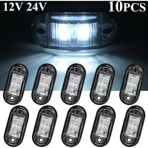 10PCS 12V / 24V LED Side Marker Lights Car External Lights Warning Tail Light Auto Trailer Truck Lorry Lamps White color