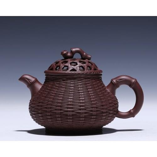 H2221 bamboo pot 300cc genuine Yixing teapot genuine handmade purple clay ore wholesale and retail
