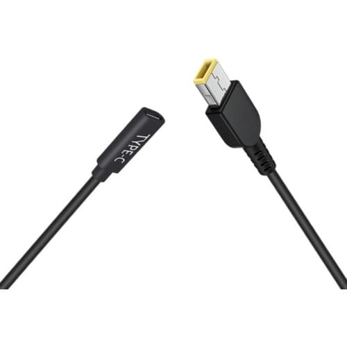 15cm 65W USB C PD Type C Female to Square Slim Tip Power Charging Cable for -Lenovo Thinkpad E440 E450 E550 E560 T430 T440S