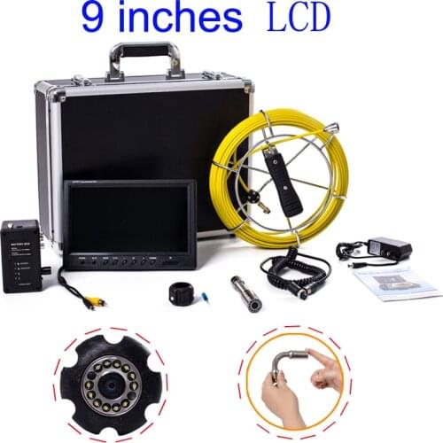 Sewer Borescope Camera with Snake Cam Video Sewer Pipe Inspection Equipment 9 inch LCD Monitor Duct Endoscope Cable 20M with DVR