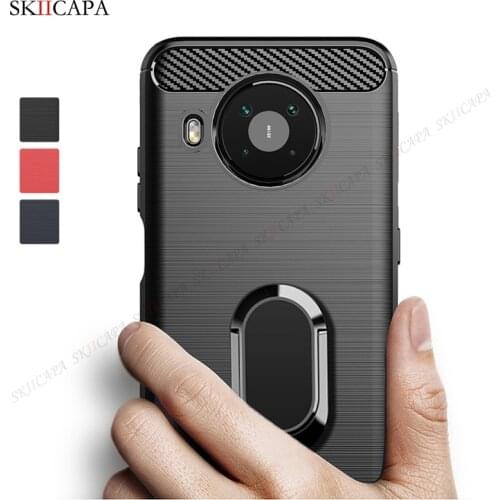 Brushed Carbon Fiber Silicone Shockproof Case For Nokia X10 X20 G10 G20 5.4 3.4 2.4 1.3 8.3 5G Magnetic Stand Protective Cover