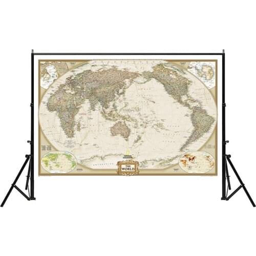 150x225cm The World Physical Map Foldable No-fading Non-woven Map For Education And Culture