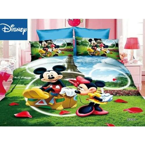 Mickey and minnie mouse bedding set for children bedroom decoration twin size duvet covers single bedspread fitted sheet 3/4pcs