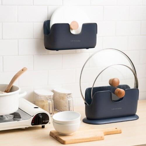 Pot Lid Holder Punch-Free Pan Cover Storage Rack Holder Wall Mounted Kitchen Cooking Utensil Spoon Stand Tool Organizer