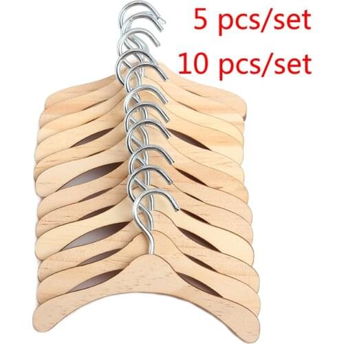 Doll Clothes Accessories 5/10 PCS Wood Hangers Fit 14.5,18-Inch Girl Dolls And 43 Cm Baby Boy Babie Doll Holiday Gifts Q20