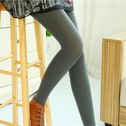 Autumn Winter Woman Thick Warm Leggings Solid Color Brushed Charcoal Stretch Fleece Soft Fleece Lined Thermal Pants Leggings