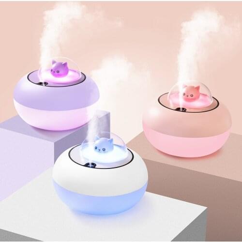 Cute Cat Air Humidifier USB Aroma Essential Oil Diffuser Bedroom Humidificador Cool Mist Vaporizer Colorful LED Light for Home