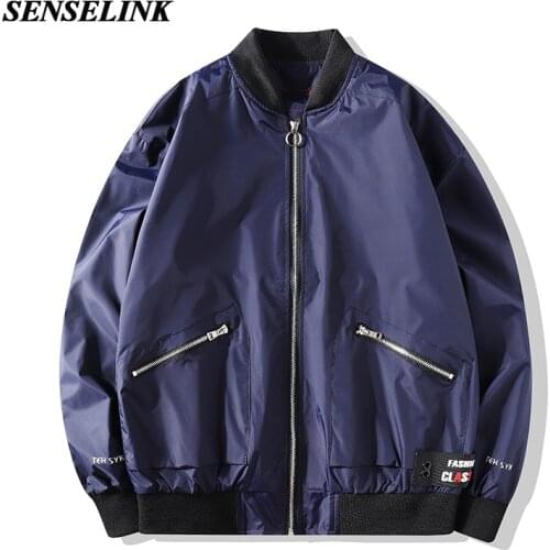 Men 2021 Autumn Bomber Jacket Casual Loose Japanese Handsome Baseball Uniform Plus Size Thin Coat Dark Blue Jacket Men M-5Xl