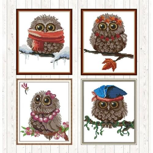 Owl Patterns Cross-stitch Kits for Embroidery Kits DMC DIY Crafts 14CT 11CT Aida Fabric Printed Canvas Cross-stitch Needlework
