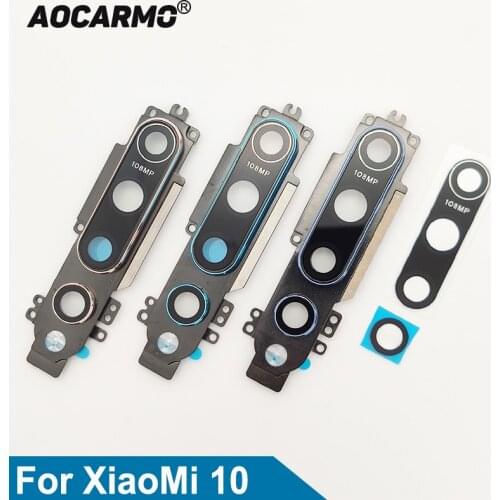 Aocarmo Main Camera Lens Ultra Wide-angle Rear Back Camera Lens Glass With Frame Ring Cover Adhesive Sticker For XiaoMi 10 mi10