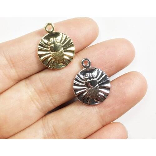 Eruifa 20pcs15mm Pretty Double side Beetle Zinc Alloy necklace,earring bracelet jewelry DIY handmade old and Rhodium silver