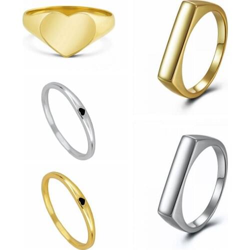 24k Gold-Plated /Silver Minimalist Small Heart CZ Finger Rings For Women Men Engagement Anniversary Birthday Gift Ring Jewelry
