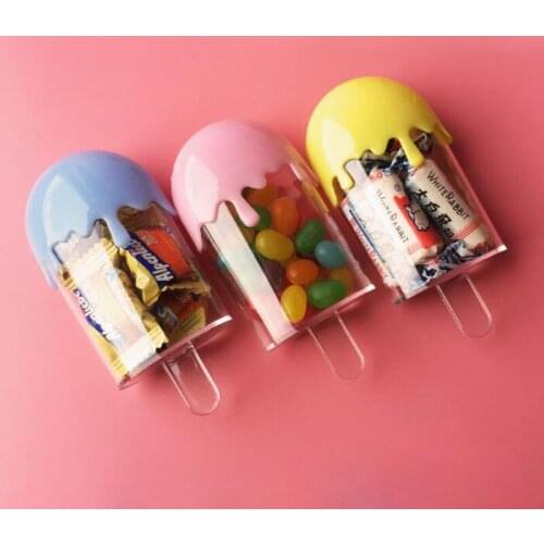 Quevinal 100pcs/lot Lovely Popsicle Shape Children Birthday Party Baby Shower Plastic Candy Box Gift Package Boxes
