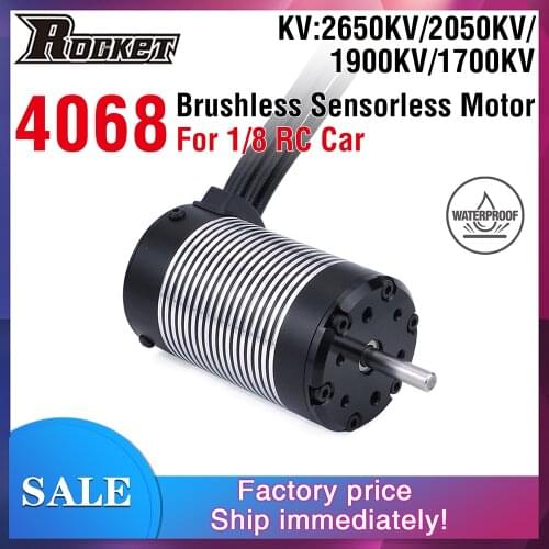 Rocket 4068 Waterproof Brushless Sensorless Motor 2650KV 2050KV 1900KV 1700KV for 1/8 RC Car