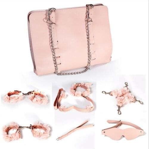 Sexy Leather BDSM Kits Plush Sex Bondage Set Handcuffs Sex Games Sex Toys For Couples Exotic Accessories S0880