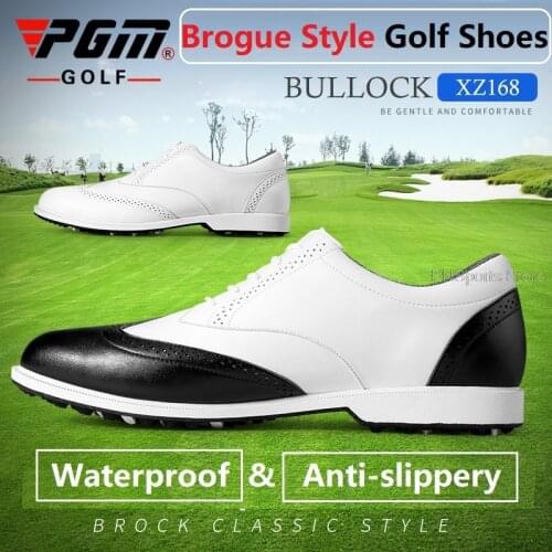 Pgm British Golf Shoes Mens Waterproof Casual Sneakers Korea Business Man Golf Walking Shoes Training Brogue Style Sneakers