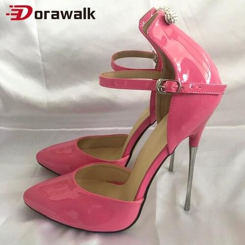 16cm Super High Heels Ankle Strap Patent Leather Sexy Pumps Fetish Model Show Stilettos Unisex Pole Dance Stripper Shoes Size 46