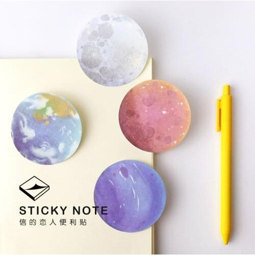 1 Pcs Universal Stars Planet Earth Round Memo Pad Sticky Notes Work Schedule Scratch Pad Mini Notebook Bookmark Stationery