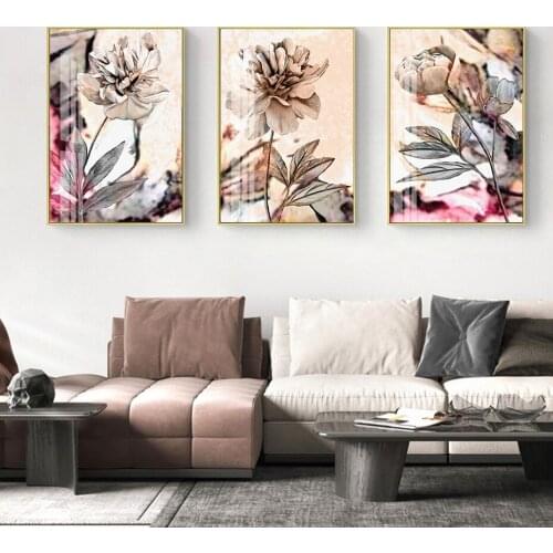Vintage Floral Posters Abstract Fade Flower Canvas Paintings Flower Branch Wall Art Prints Pictures for Living Room Home Decor
