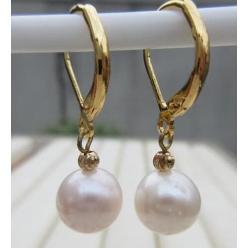 Top Quality REAL ROUND 7-8MM SOUTH SEA WHITE PEARL 14k/20 GOLD EARRINGS