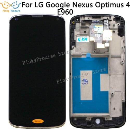 For Lg Nexus 4 E960 Lcd Display Screen WIth Touch Glass DIgitizer+Frame Assembly