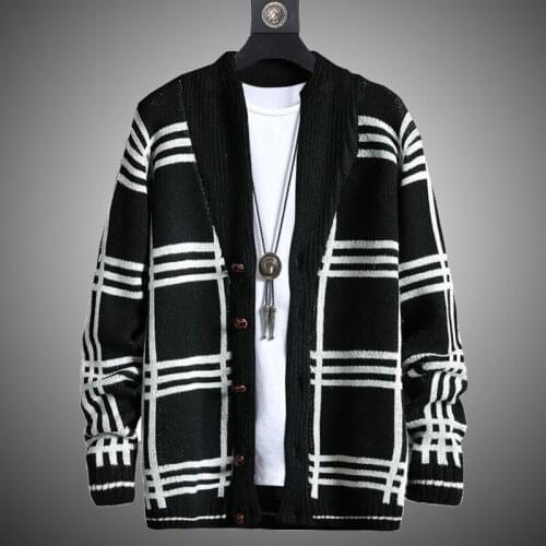 Winter Thick Mens Sweater Fashion Cardigan Knitted Men 2020 New Casual Long Sleeved Coat High Quality Warm Lattice Sweater Male