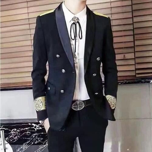 Gold Embroidery Blazer Men Baroque Badge European Blazer Hombre 2021 Blazer Black Coat Chaquetas Hombre De Vestir Homens Blazer