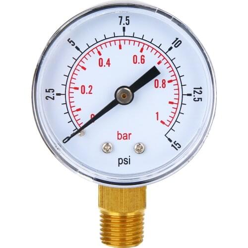 1pc Low Pressure Gauge 0-15 PSI 0-1 Bar 1/4 BSPT 70x50x22mm For Fuel Air Oil Gas Water