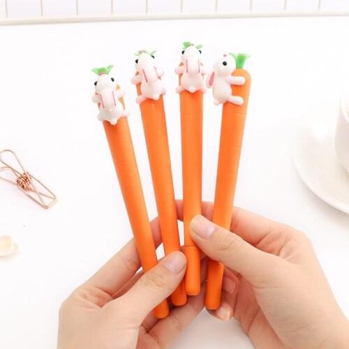 1PC New Cartoon Creative Lovely Carrot Rabbit Gel Pens For Kids Novelty Gift Korean Stationery Office School Supplies