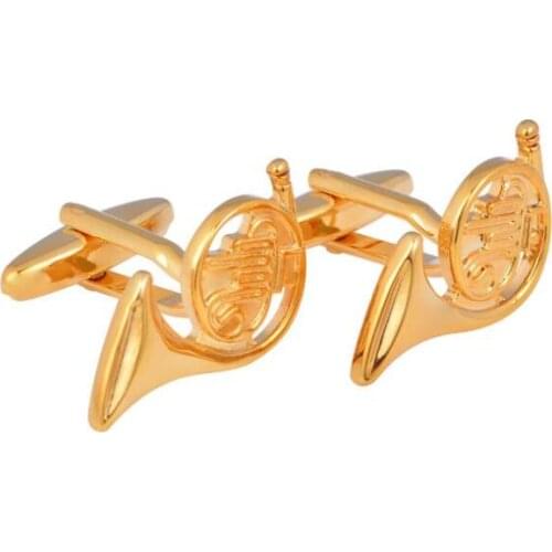 10pairs/lot Musical Instrument Cufflinks Mini Horn Shape Cuff Links Gold Color Shirt Cuff Button Gift Men Fashion Jewelry
