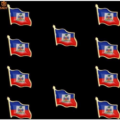 10Pc Haiti National Flag Enamel Pin Caribbean Island Country Banner Butterfly Buckle Travel Backpack/Jacket Badge Brooch Jewelry