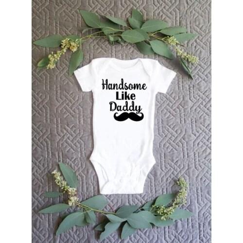 100% Baby Romper Handsome Like Daddy Summer Newborn Short Sleeve Jumpsuit Infant Boys Funny Playsuit Toddler Clothes