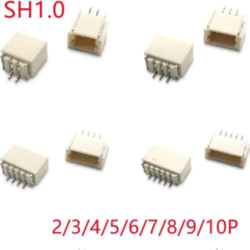 20PCS SH1.0 Vertical SMD Pin Header 1.0mm 2/3/4/5/6/8/9/10P Housing Socket Connector