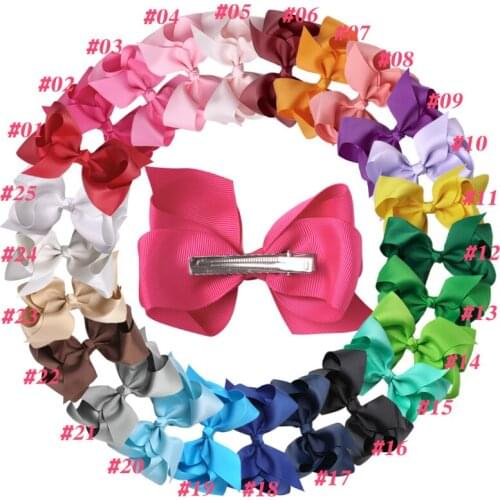 Wholesale Price 4.5" Satin Ribbon Hairbows,Kids Large Hair Bows With Clip,Boutique Knotbows Hair Clip 25Colors 100pcs/lot