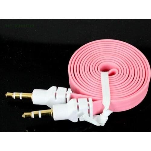 500pcs 3.5mm Jack Male to Jack Male Car Stereo Aux Audio Auxiliary AUX Cable Cord Flat Noodle Audio Cable For Computer MP3 Phone