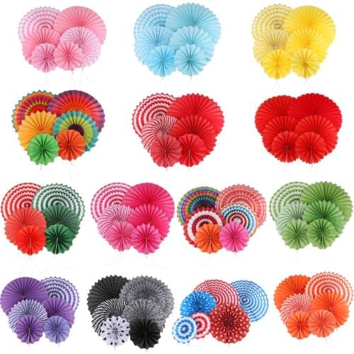 6Pcs/set Tissue Paper Fans Pom Poms Wedding Party Baby Lantern Home Room Decoration 14 Colors Available