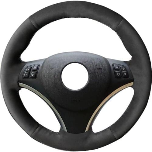 Alcantara Black Hand-Stitched Suede Genuine Leather Car Steering Wheel Cover for BMW E90 320i 325i 330i 335i E87 120i 130i 120d