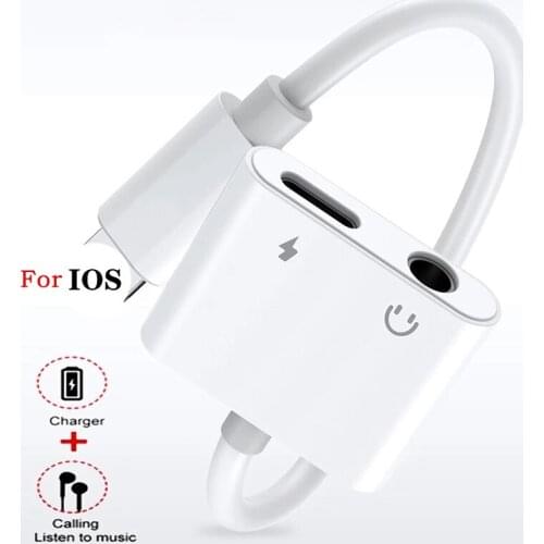2 in 1 Audio Adapter charging Earphone Cable For iPhone 11 X XS 6 7 8 Aux Jack headset for Lighting 3.5 mm To Headphone splitter