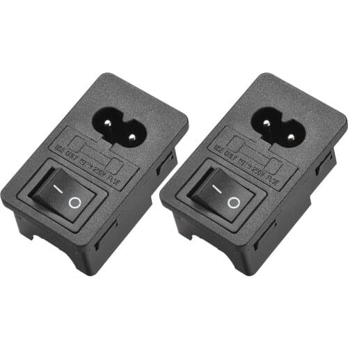Uxcell C8-8 Plug Adapter 250V 10A 2P 2mm Buckle IEC Inlet 2P Fuse Switch 2pcs