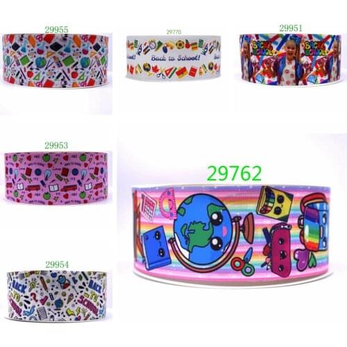 Free shipping 50 yard back to school printed grosgrain ribbon 29955