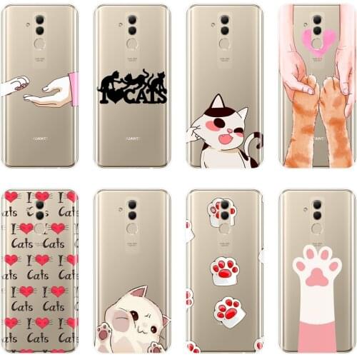 For Huawei Mate 9 10 20 Pro Case Silicone Soft Heart Cat Kawaii Girl Cute Back Cover For Huawei Mate 7 8 9 10 20 Lite Phone Case