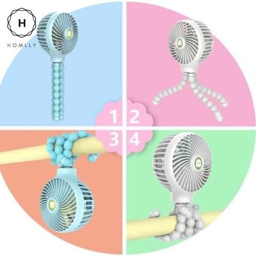 Homlly Portable Handheld Stroller Fan with Flexible Octopus Stand