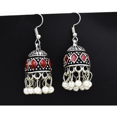 Ethnic Boehmian Pearl Beads Drop Earrings for Women Bohemia Bells Tassel Statement Earring Vintage Festival Party Jewelry Gift