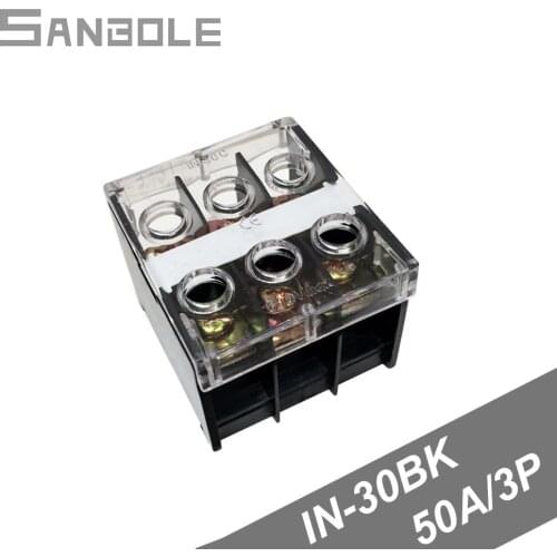 IN-30BK Connection Terminal blocks 50A 3P DIN rail mounted European Terminale Connector Dual Row (10PCS)