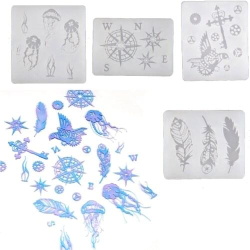 Gear Bird Feather Jellyfish Compass Silicone Resin Mold Thin Bookmark Art Crafts Tools Resin Fillings Making