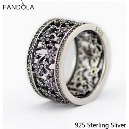 CKK 925 Sterling Silver Forget Me Not, Purple Rings For Women Original Fashion European Style DIY Jewelry