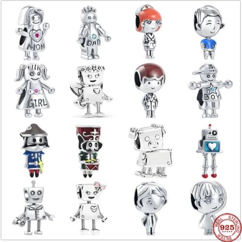 Hot sale100% 925 Sterling Silver Soldier Doll Boy Girly Charm Fit Original Pandora Bracelet Making DIY Fashion Jewelry For Women